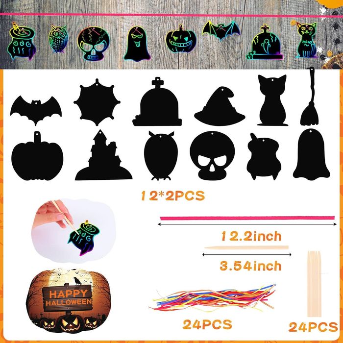 Zestaw upominków Halloween - 24 torebki DIY - 192 el.