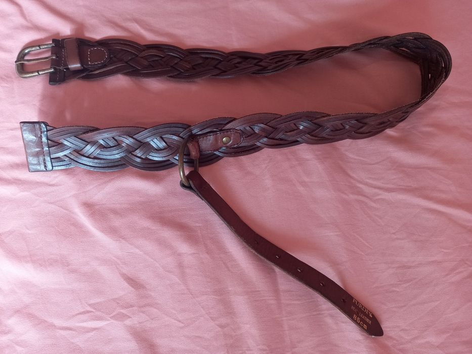 Ремінь шкіряний плетений