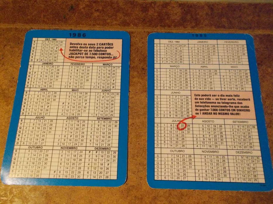 2 calendários das seleções do Reader's Digest