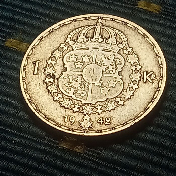 moeda suecia prata 1 coroa 1942