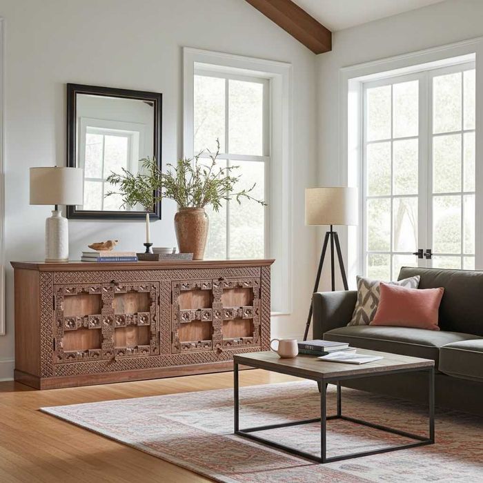 komoda indyjska z drewna mango – idealna do salonu, jadalni i sypialni