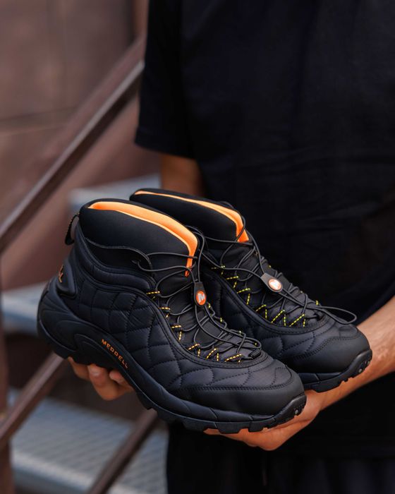Merrell Ice Cap Moc II Black Orange Високі кросівки чоловічі Мерелли чорні 41 42 43 44 45 46