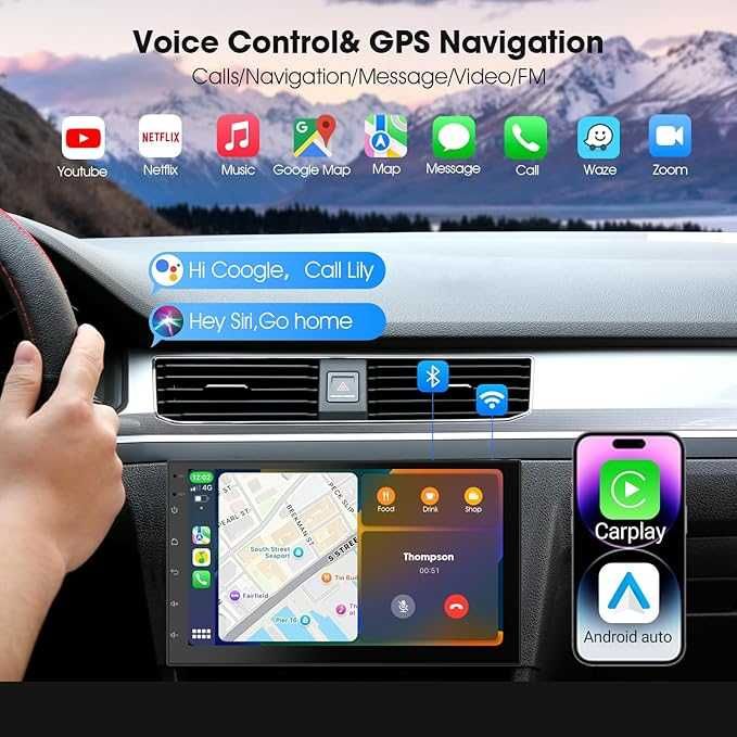 Автомагнітола Haudio 7" 2DIN CarPlay Android Auto GPS BT 5.0