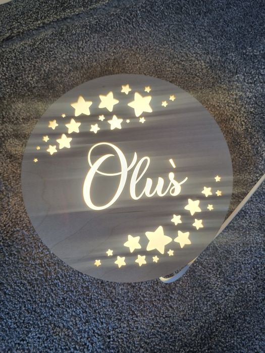 Nowa lampka ażurowa drewniana led Oluś