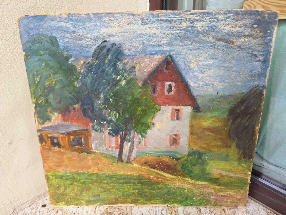 Pejzaż z domami-Olga Peczenko-olej