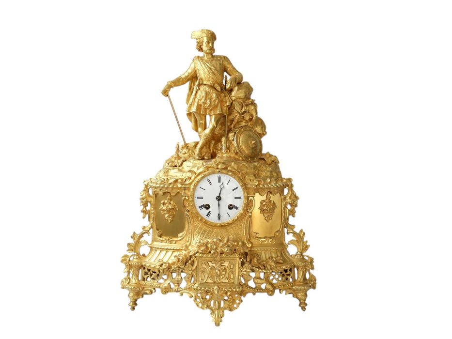 Бронзовий в позолоті камінний годинник XIX століття /LINET Aine Paris