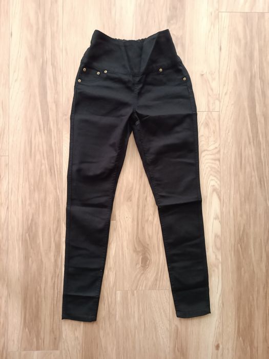 Czarne jegginsy z wysokim stanem rurki XS/S 34/36 avon długie