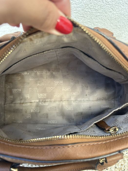 Mala Michael Kors Grayson Medium Satchel Pele Saffiano Camel