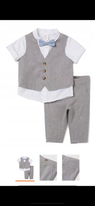 Hm elegancki komplet  garnitur chrzest koszula mucha r 92