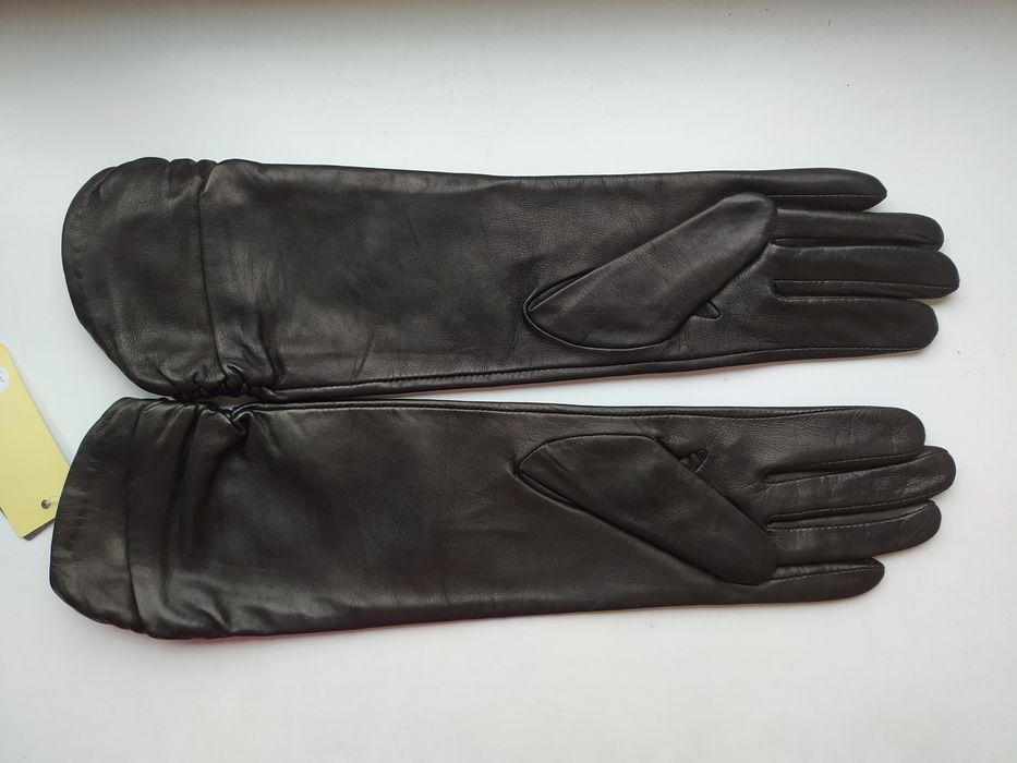 Шкіряні високі рукавиці перчатки