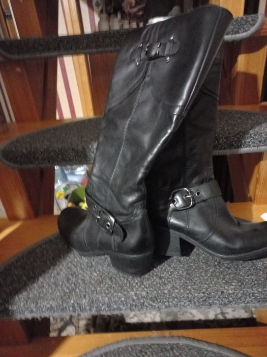 Buty  kozaki damskie skórzane