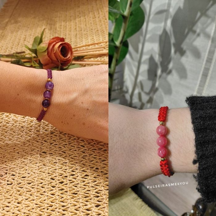 Pulseira Pedras Naturais & Macramê Ajustáve