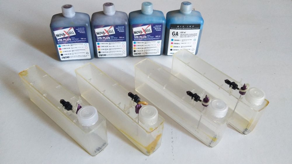 Tinta Cyan e preta + tinteiros para impressora/ploter Encad64729519265155120