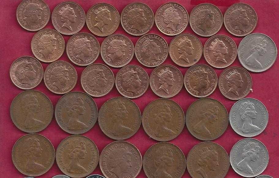 Lote  de 50  Moedas Inglesas  Diversos    Valores  e datas