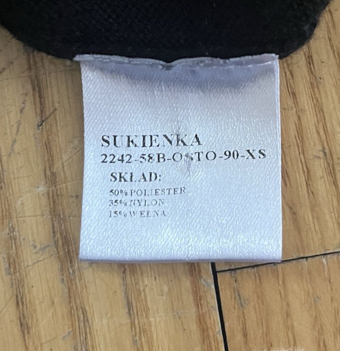 Molton sukienka 15% wełna czarna brązowa 34 XS 36 S