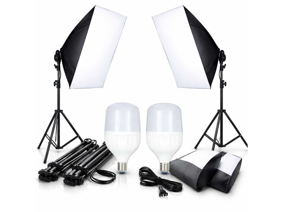 Zestaw Lamp Studyjnych 2x Softbox 50x70 LED Statywy Fotografia NOWE