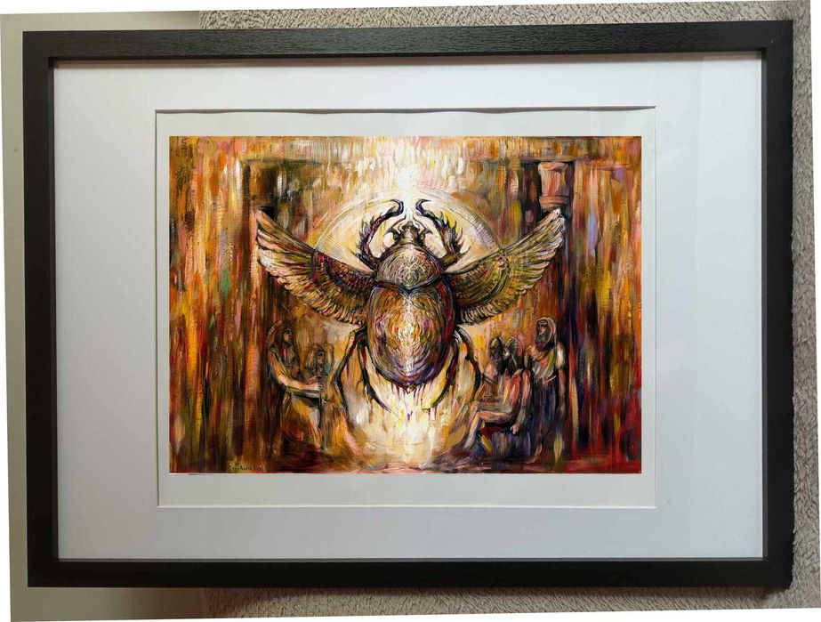 Bogowie Egiptu - Chepri akryl na papierze 42/30