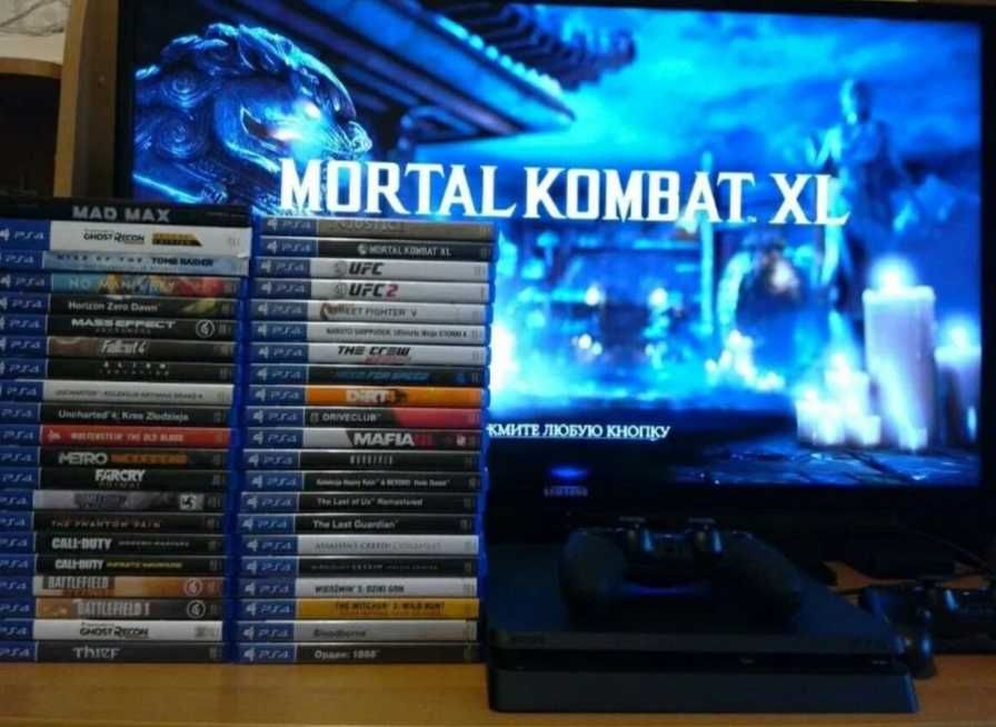 PS4Slim(GTA5/RDR2/Cyberpunk/MK/Spider/Fifa24Online)+2джойстика,камера!