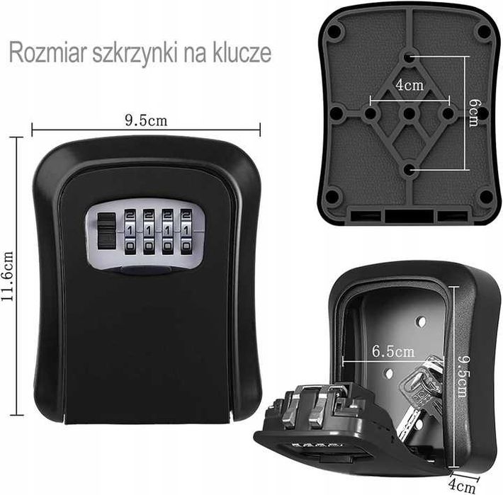 kasetka na klucze z kodem czarna do montażu