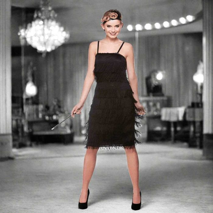 Весільна сукня оздоблена бахромою в стилі 20-х років Гетсбі М/L_46-48