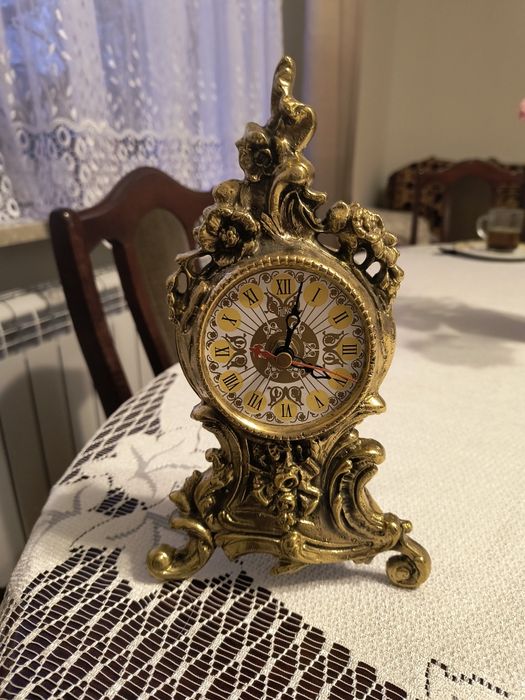 Zegar mosiężny, kominkowy