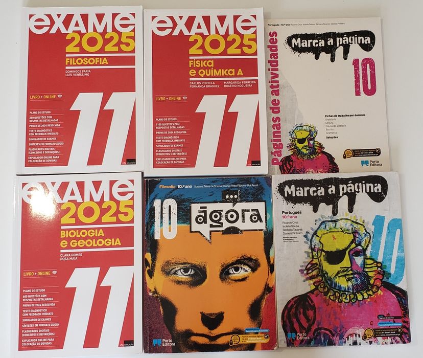 Manuais 10º ano e livros de estudo para exames nacionais