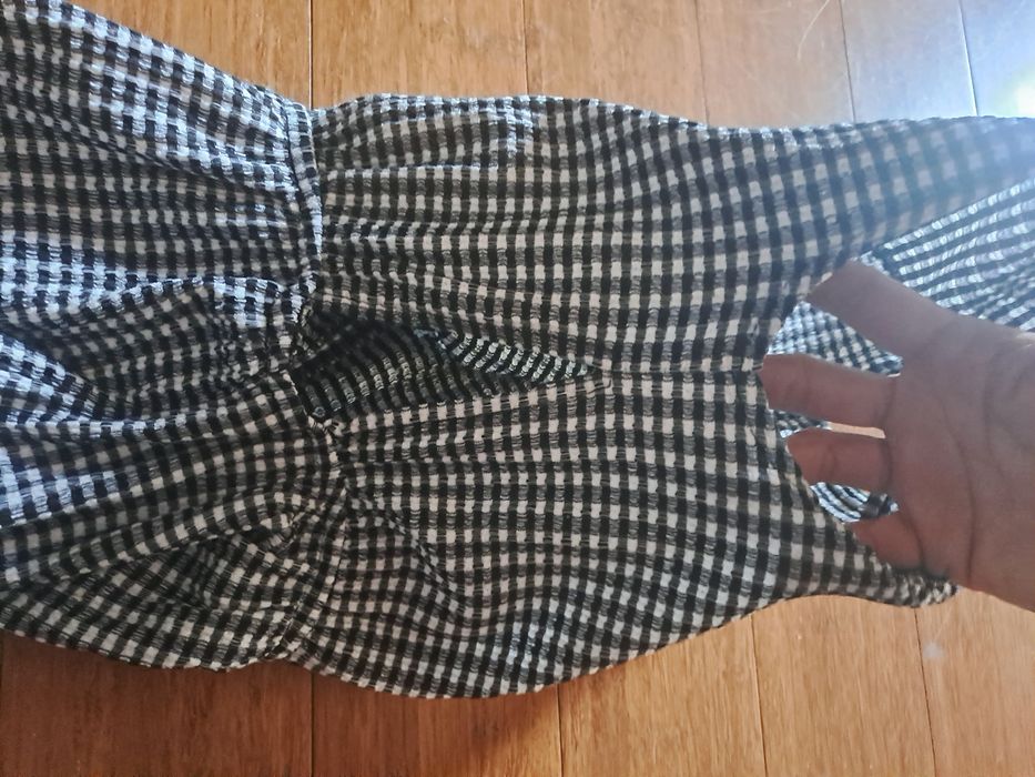 Spodnie- kombinezon w drobna krateczka, czarno białe