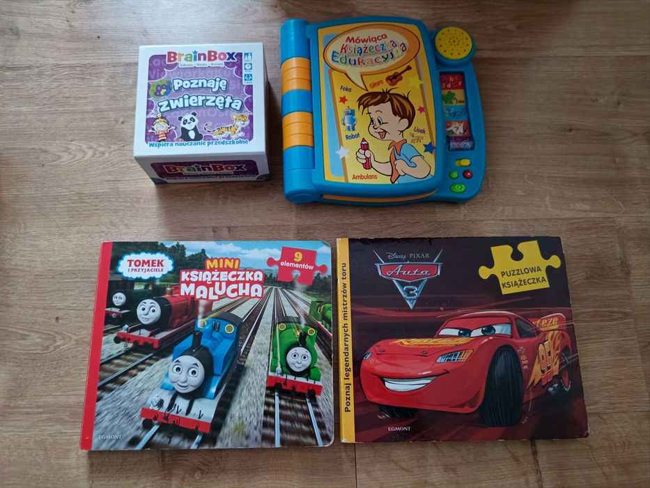 Zestaw książek z puzzlami, mówiąca książeczka Brain box