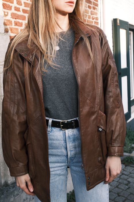 Вінтажна шкіряна куртка бомбер вінтажна шкірянка