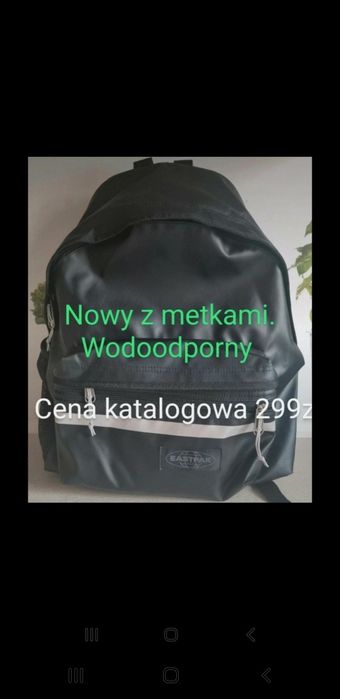 Plecak wodoodporny Eastpak 20,5l z przegrodą z hakami na rower
