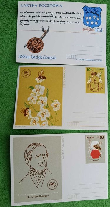 Kartki Łaziska Górne 700 lat Apimondia ksiądz Jan Dzierżon r 1987 PRL