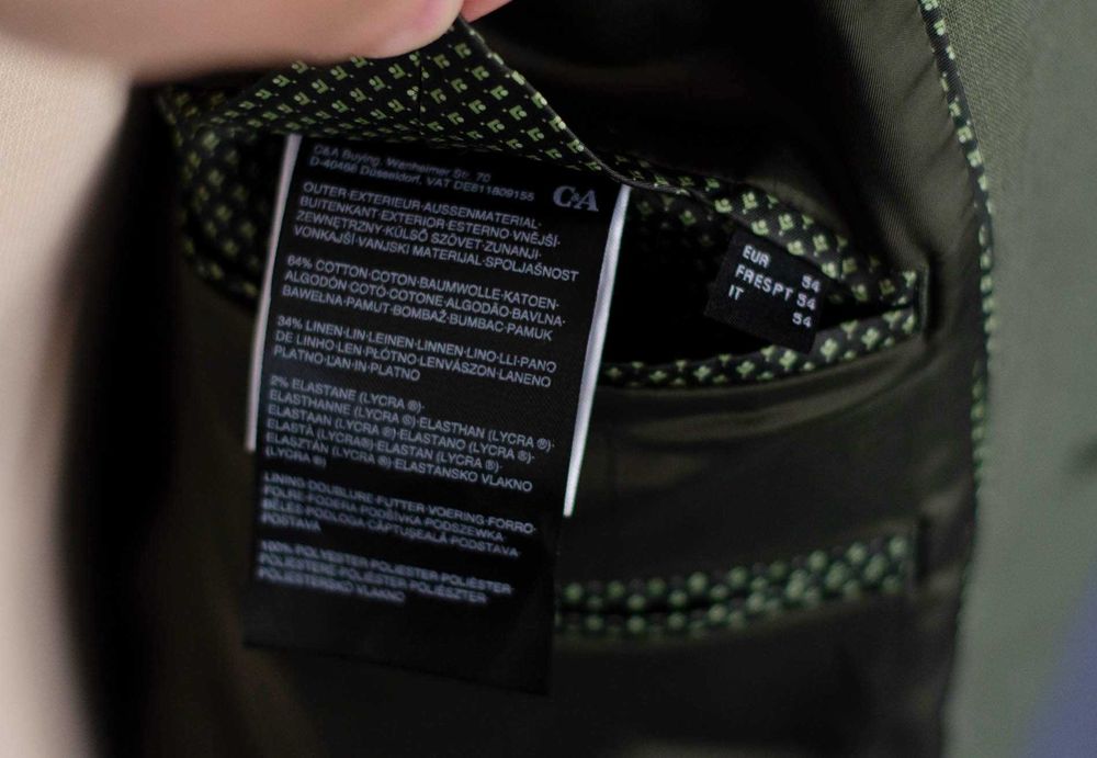 Letnia marynarka zielona C&A Premium, Len+Bawełna, r54, półpodszewka