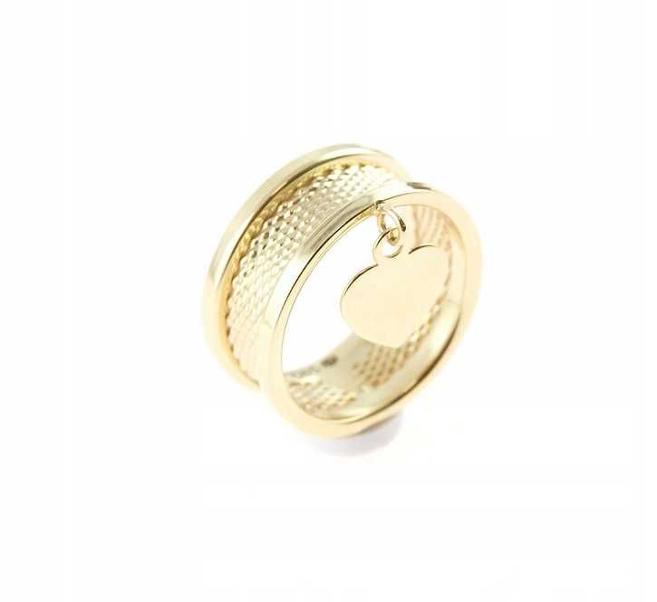 Elegancki złoty pierścionek SERCE SERDUSZKO WISZĄCE ZŁOTO_ p.585 r.20