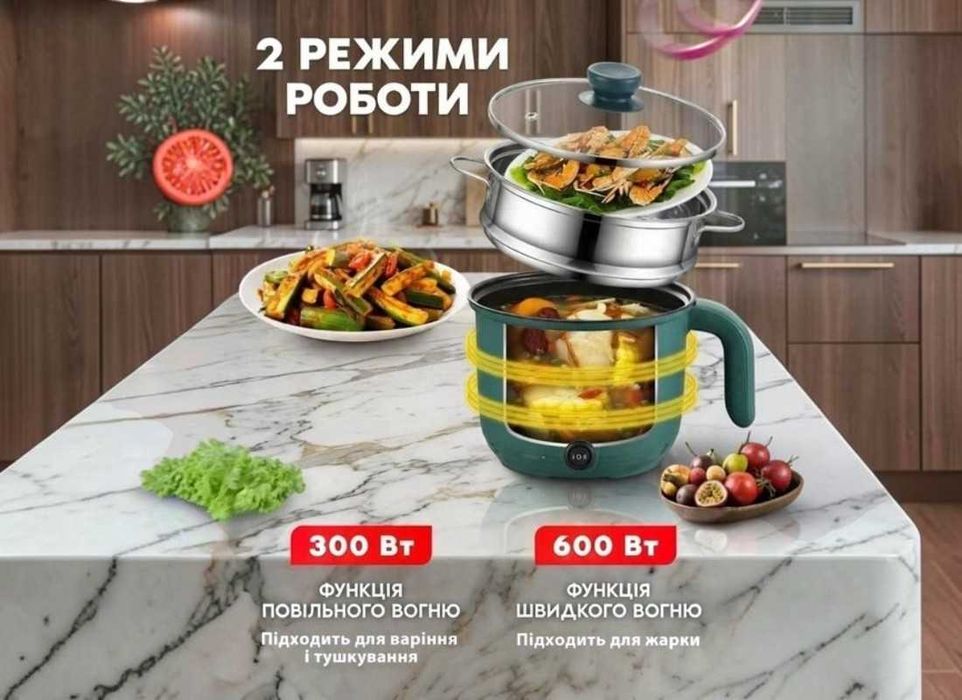 Електрична каструля-пароварка 2,5 л, 1500 Вт Електрокаструля Электрическая кастрюля-пароварка 2,5 л 1500 Вт Электрокастрюля