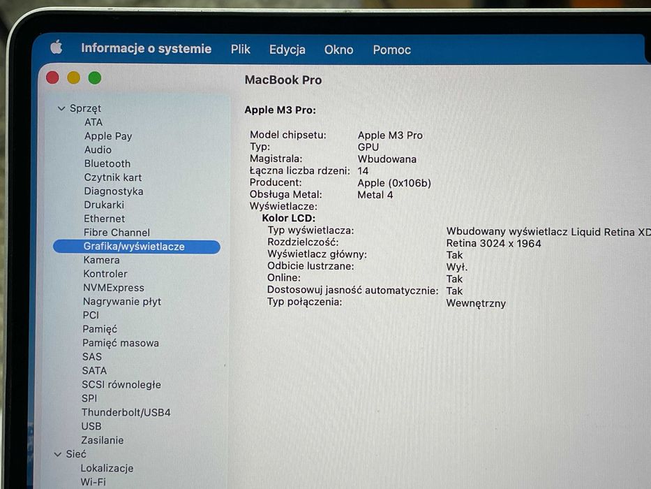 2023 MacBook Pro A2992 14" M3 PRO 36GB 1000GB
