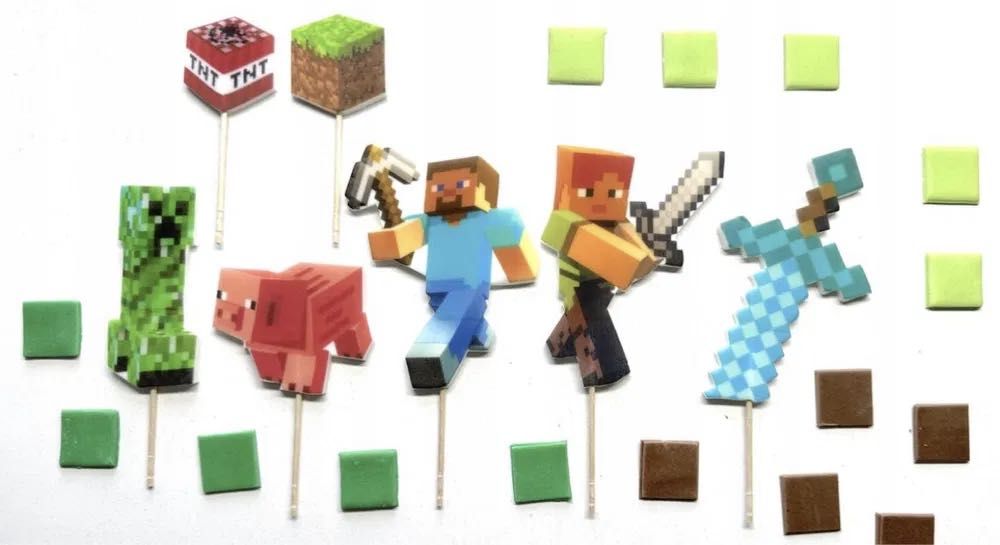 Zestaw do dekoracji tortu na masie cukrowej MINECRAFT Figurki na tort