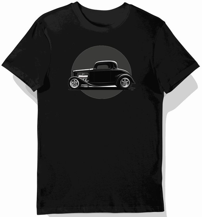 Koszulka męska czarna Retro Auto 1932 Stylowa Jazda XL