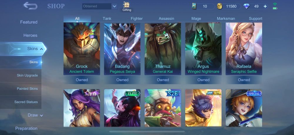 Аккаунт mlbb 144 скіни , всі скіни на селену окрім abyss , коф госен