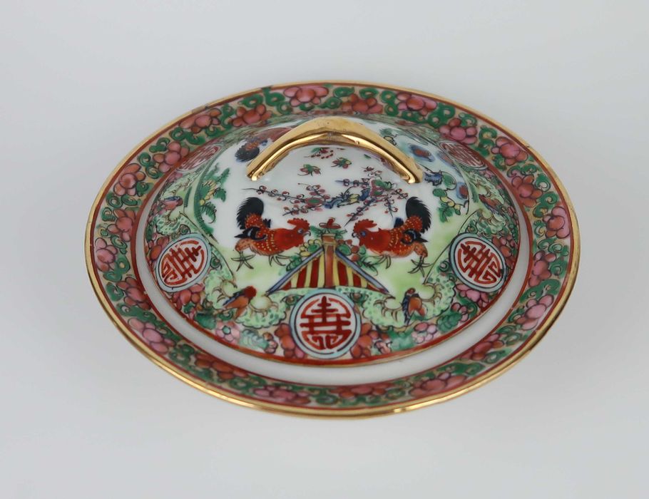 Manteigueira porcelana da China - Galos