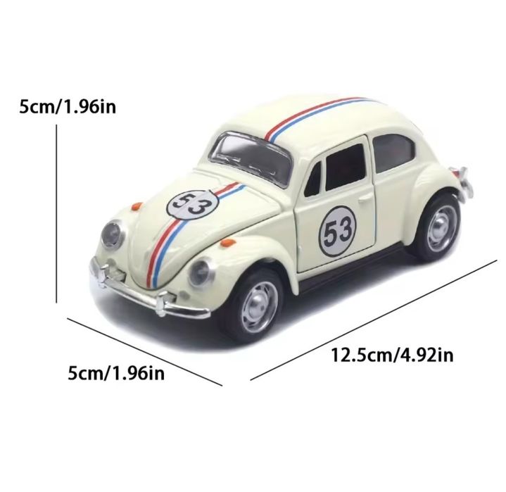 автомобиль  Фольксваген жук Volkswagen Beetle 1:36 белый и красный металл