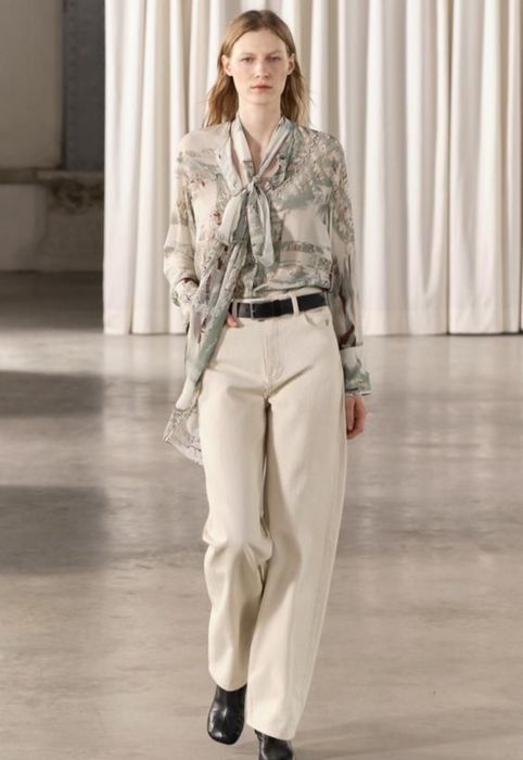 Джинси світлі молочного кольору Zara wide leg