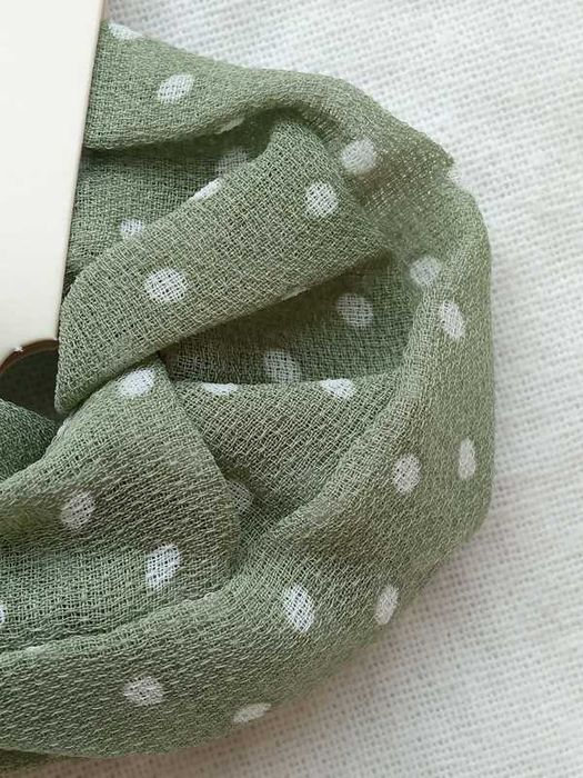 Nowa Gumka do włosów frotka Scrunchie zielona w kropki Nyu Nuy