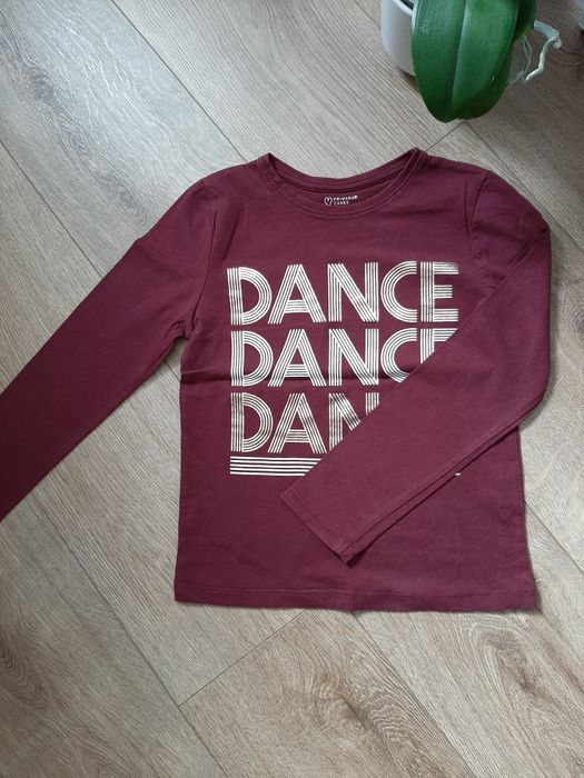 Bluzka z długim rękawem longslim DANCE burgundowy primark 134