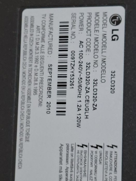 Televisão LCD Marca LG, ecrã grande de 32  Polegadas,  Modelo  32LD320-ZA , Inclui cabo de ligação e Comando Original  LG