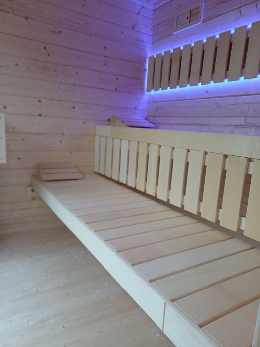 Sauna zewnętrzna z piecem harvia cylindro kamienie  przedsionek bal 58