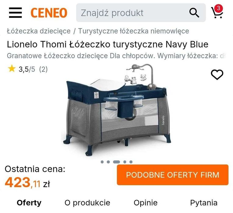 Lionelo Thomi Łóżeczko turystyczne Navy Blue
