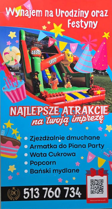 Zjeżdżalnia DMUCHANA DMUCHANIEC Wypożycz Wynajem Lego / Spiderman