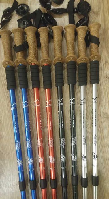 Kije 2x Nordic Walking , Korek 100% , System anty-wstrząsowy, TUV