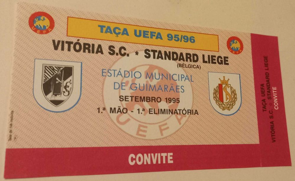 Bilhetes de Futebol do Vitória S.C. na Taça Uefa