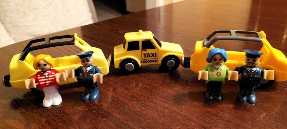 zestaw 99 auto taxi taksówka tory kolejka drewniana garaż miasto